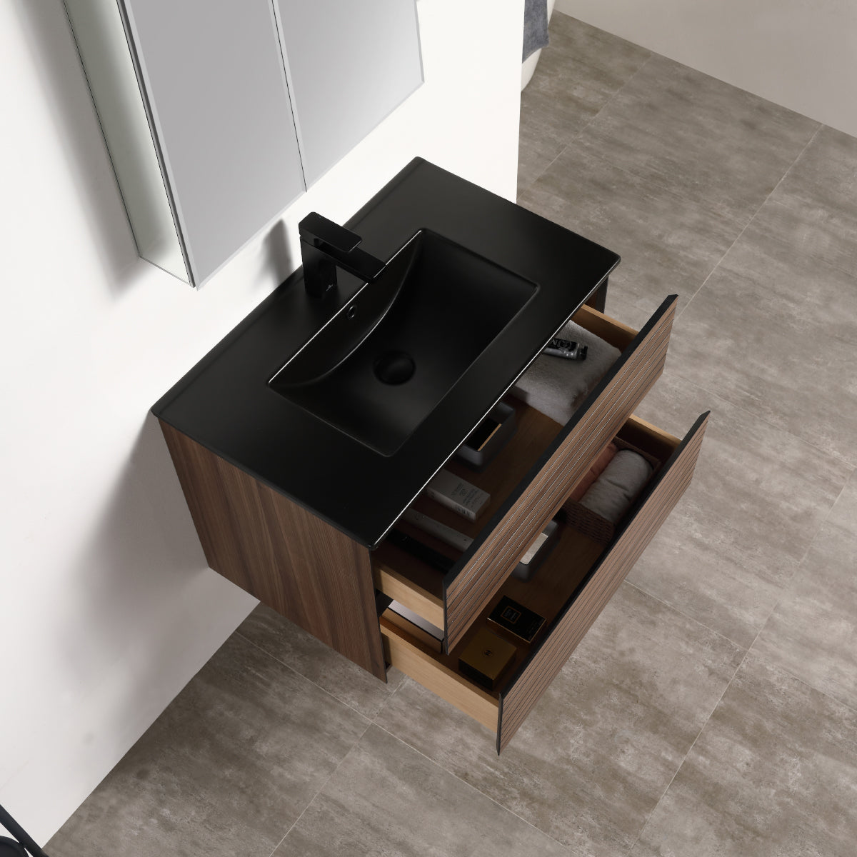 Blossom Annecy 30" Dark Walnut Strip Single Sink Vanity Base