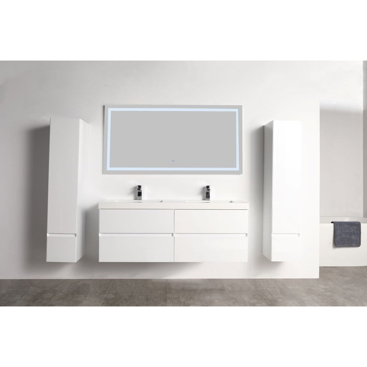 Blossom Assisi 48" Glossy White Double Sink Vanity Base