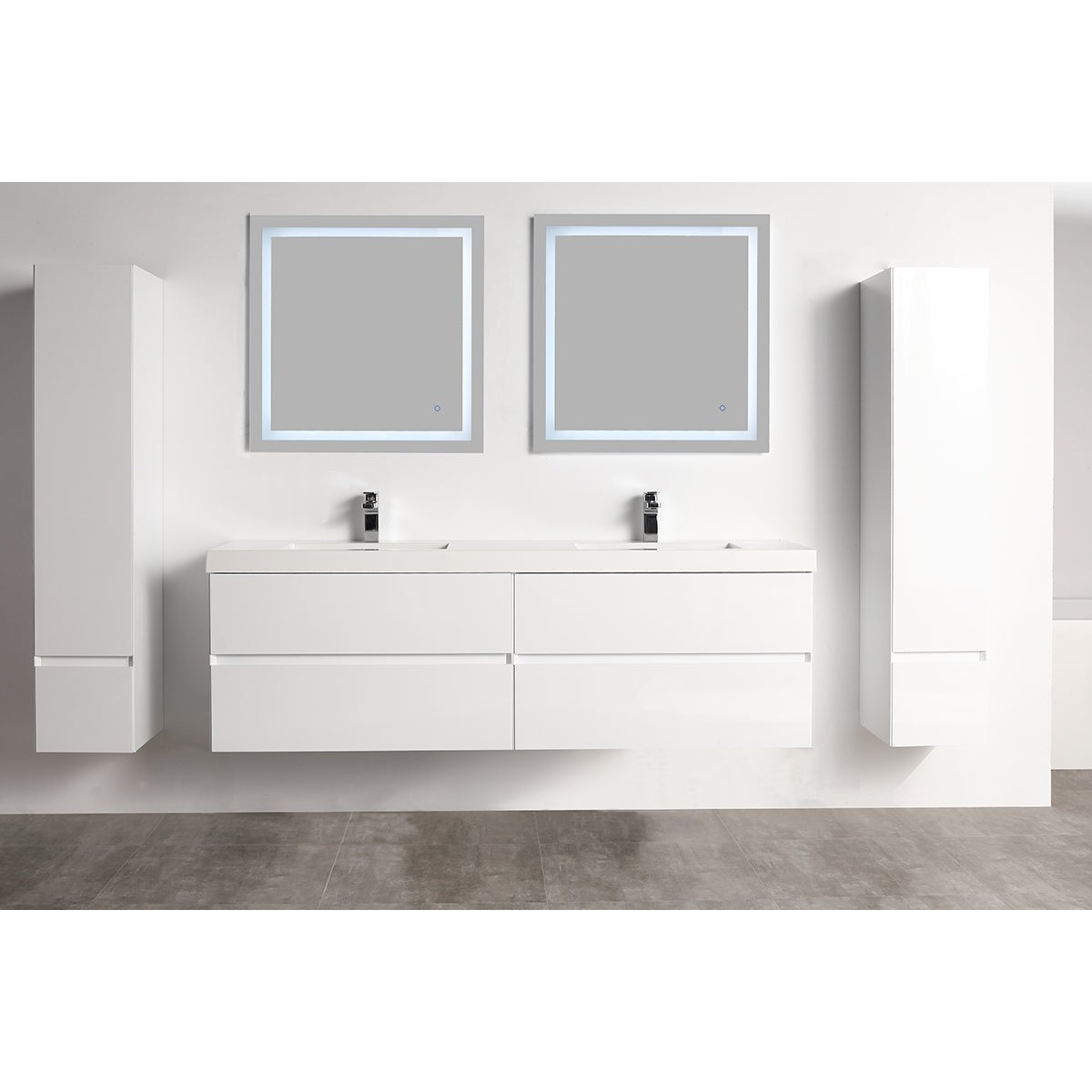 Blossom Assisi 72" Glossy White Double Sink Vanity Base