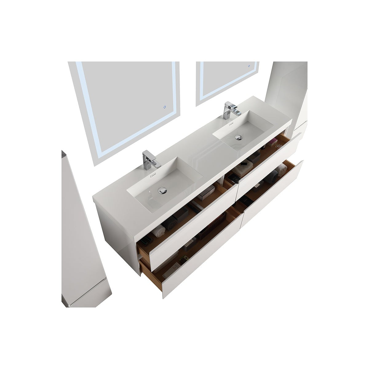 Blossom Assisi 72" Glossy White Double Sink Vanity Base