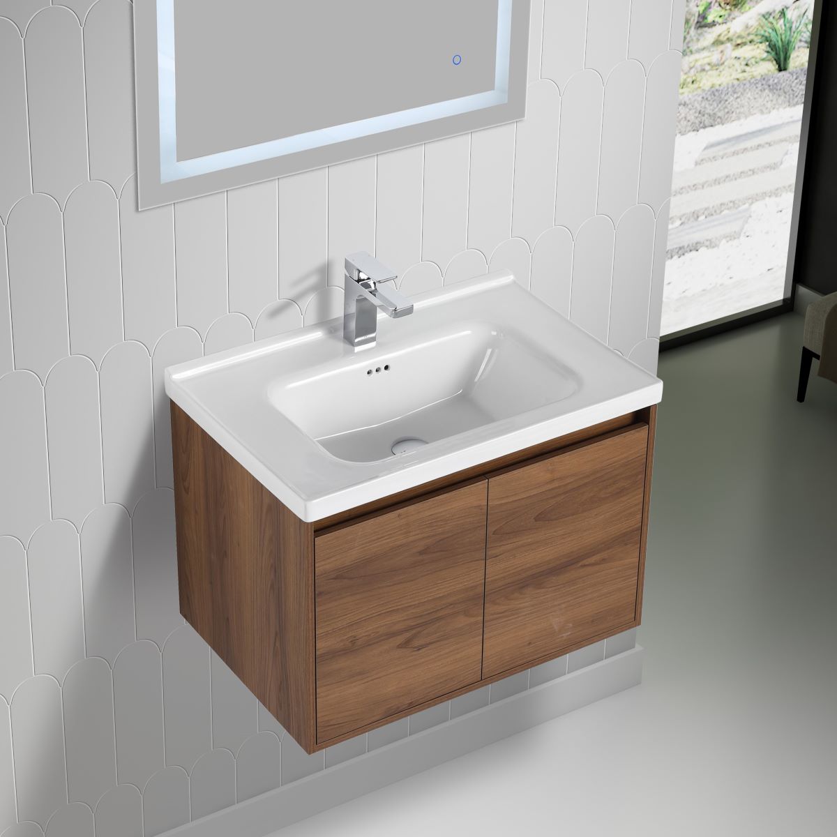 Blossom Bern 28" Brown Walnut Vanity With Ceramic Basin