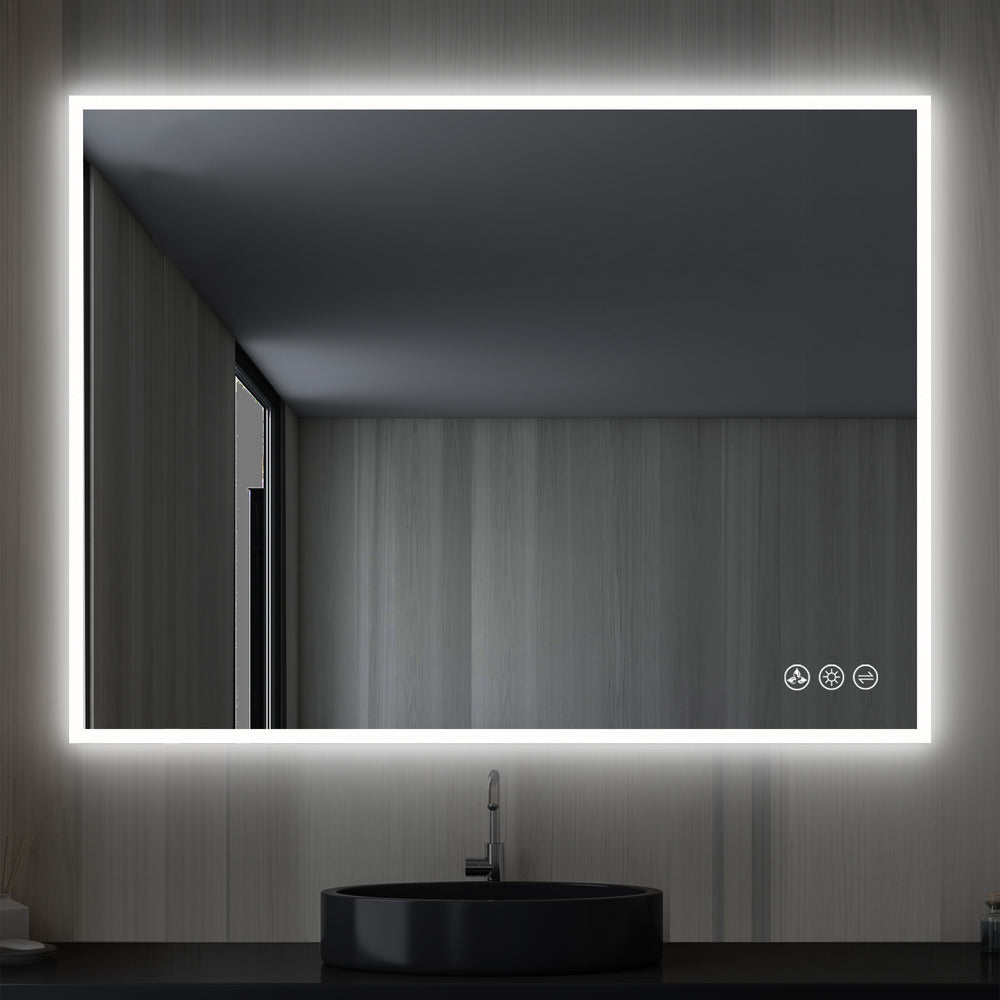 Blossom Beta 48" x 30" Wall-Mounted Square LED Mirror With Frosted Sides