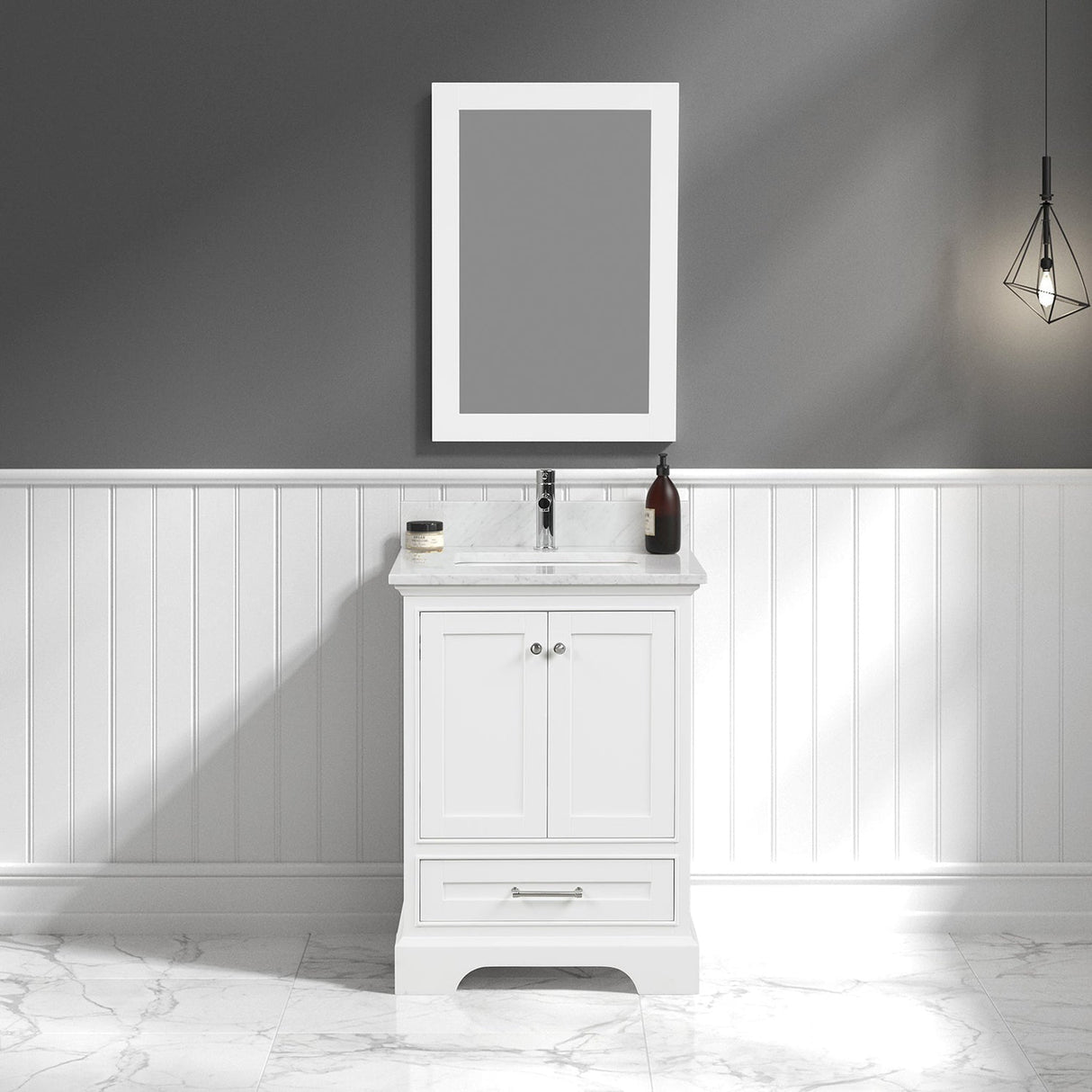 Blossom Copenhagen 24" 2-Door 1-Drawer Matte White Freestanding Solid Wood Single Vanity Base