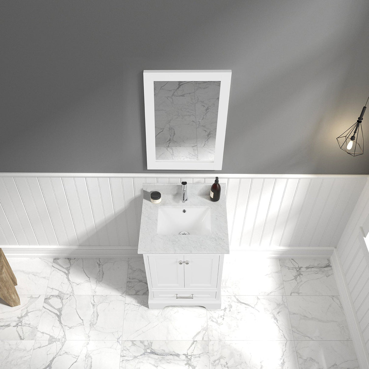 Blossom Copenhagen 24" 2-Door 1-Drawer Matte White Freestanding Solid Wood Single Vanity Base