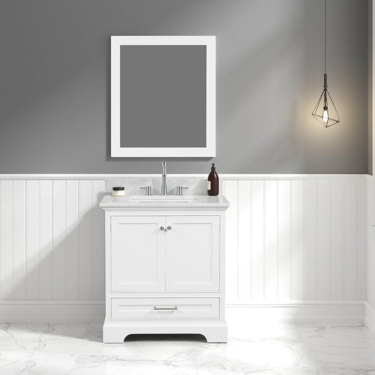 Blossom Copenhagen 30" 2-Door 1-Drawer Matte White Freestanding Solid Wood Single Vanity Base