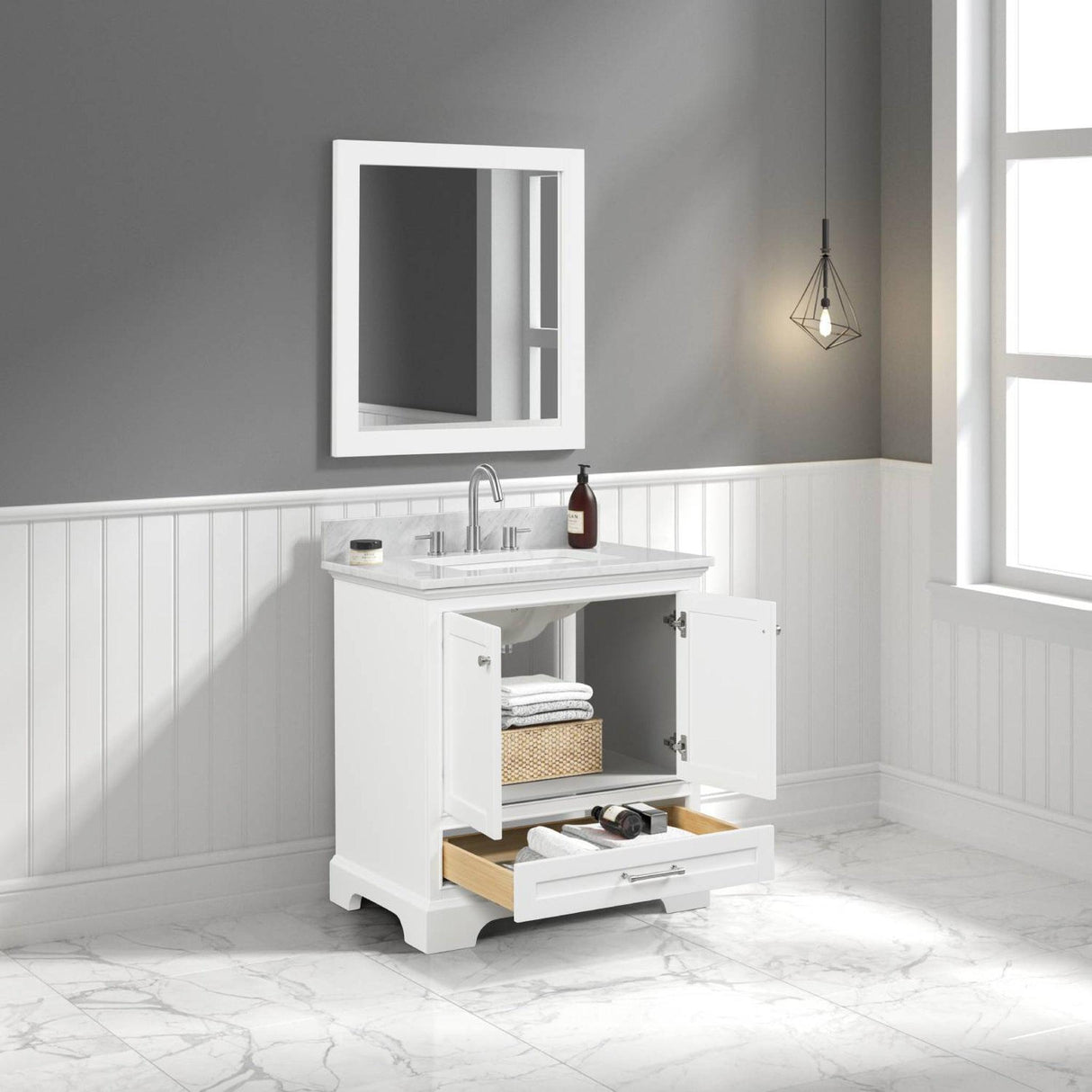 Blossom Copenhagen 30" 2-Door 1-Drawer Matte White Freestanding Solid Wood Single Vanity Base