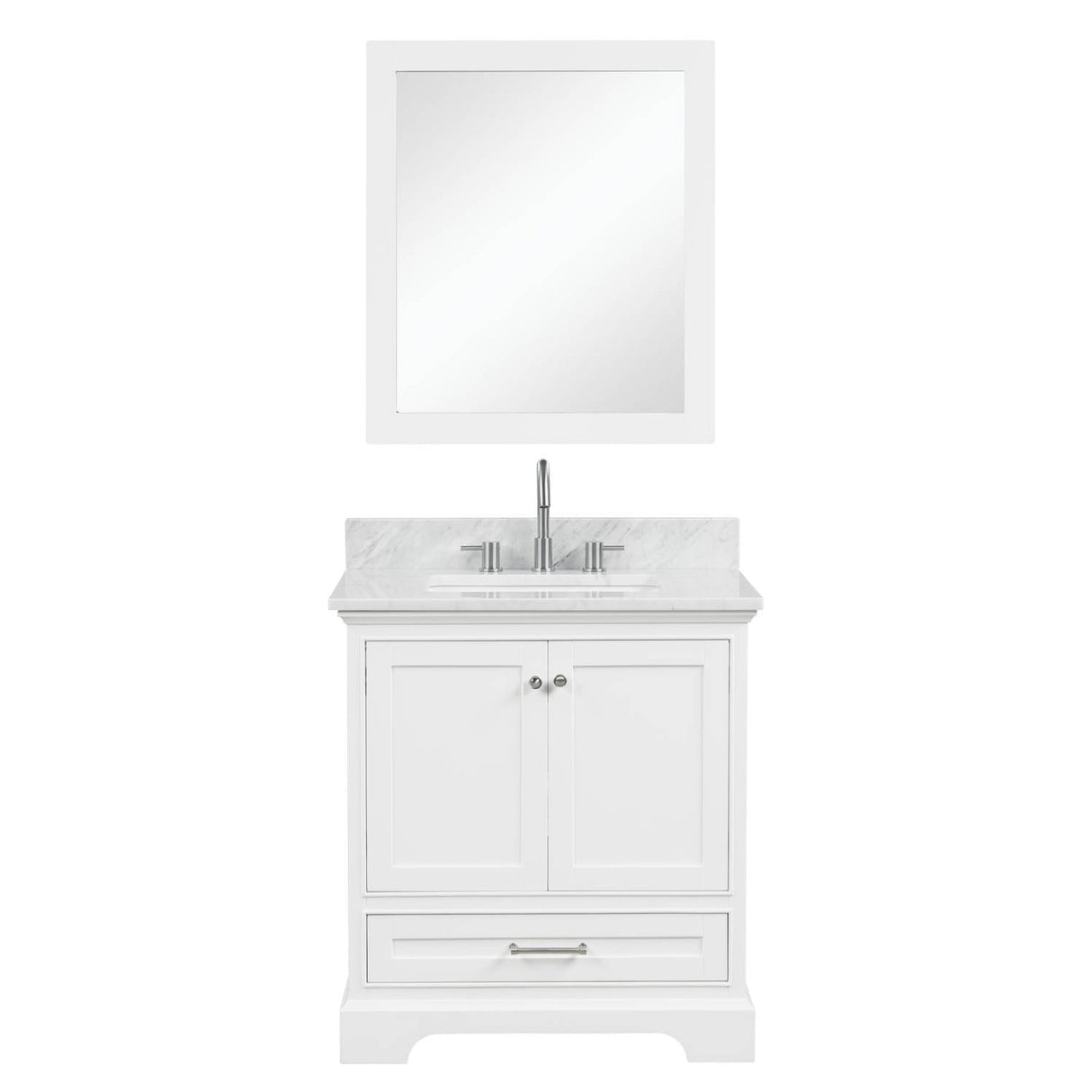 Blossom Copenhagen 30" 2-Door 1-Drawer Matte White Freestanding Solid Wood Single Vanity Base