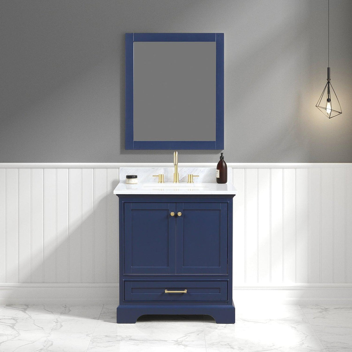 Blossom Copenhagen 30" 2-Door 1-Drawer Navy Blue Freestanding Solid Wood Single Vanity Base