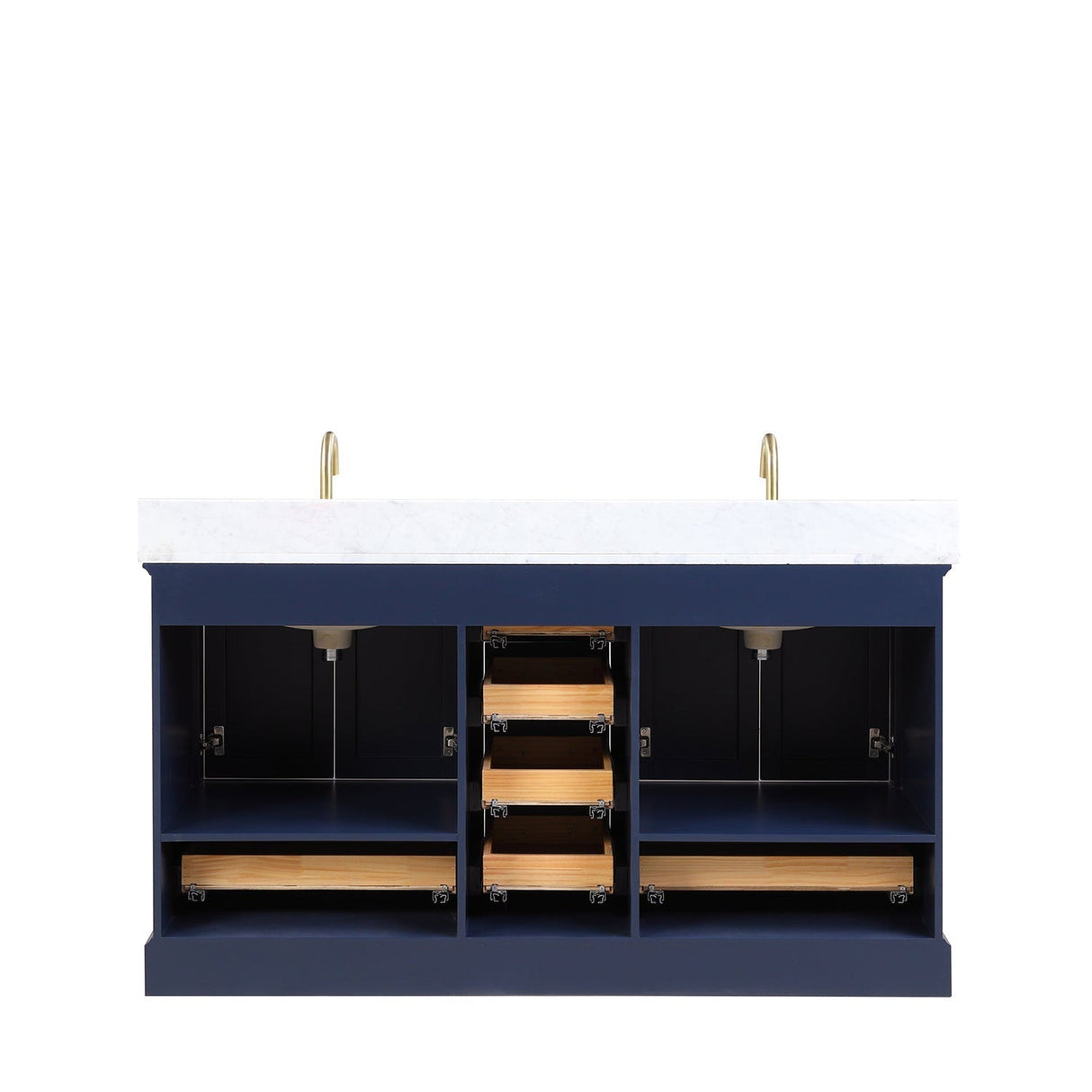 Blossom Copenhagen 60" 4-Door 6-Drawer Navy Blue Freestanding Solid Wood Double Vanity Base