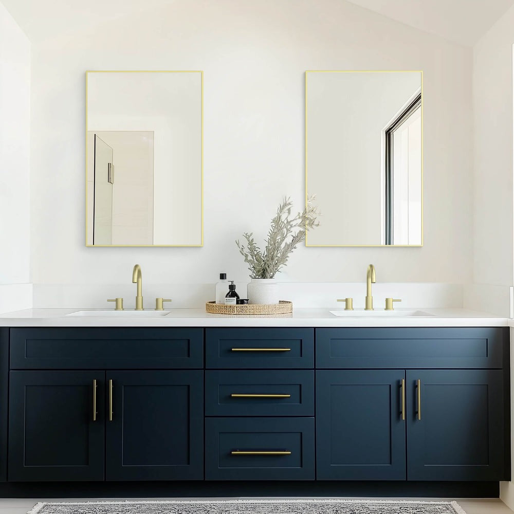 Blossom FM1 24"x36" Brush Gold Rectangular Sleek Durable Metal Framed Mirror