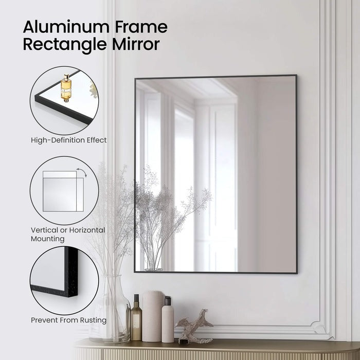 Blossom FM1 30"x36" Matte Black Rectangular Sleek Durable Metal Framed Mirror