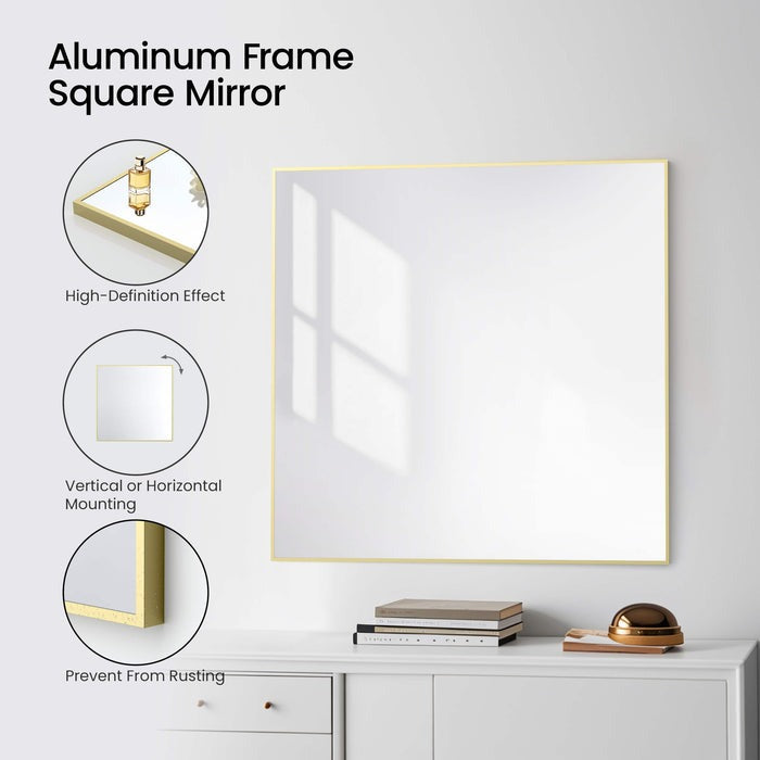 Blossom FM1 36"x36" Brush Gold Rectangular Sleek Durable Metal Framed Mirror