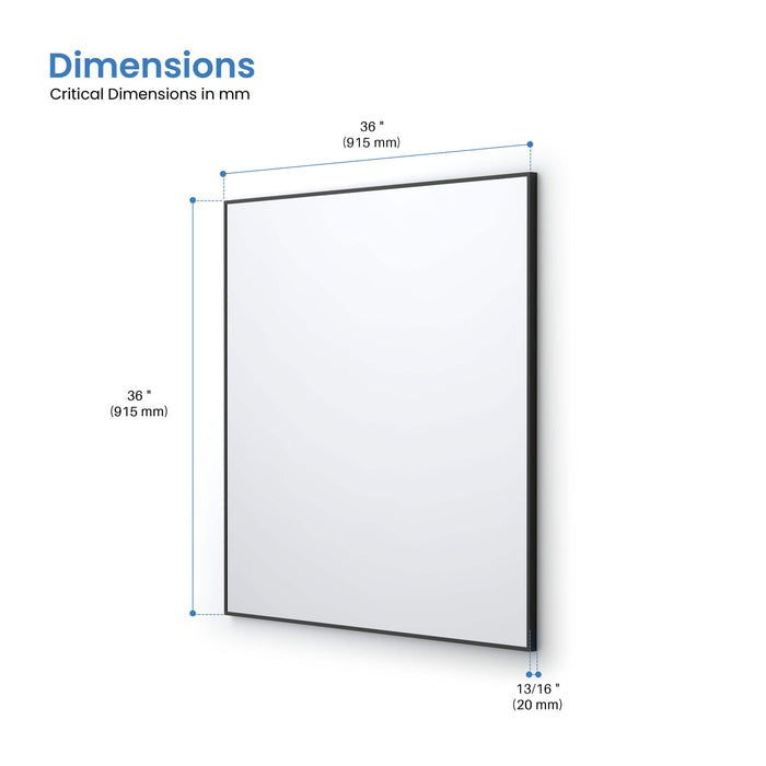 Blossom FM1 36"x36" Matte Black Rectangular Sleek Durable Metal Framed Mirror
