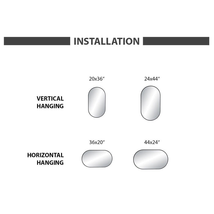 Blossom FM4 20" x 36" Matte Black Oval Sleek Durable Metal Framed Mirror