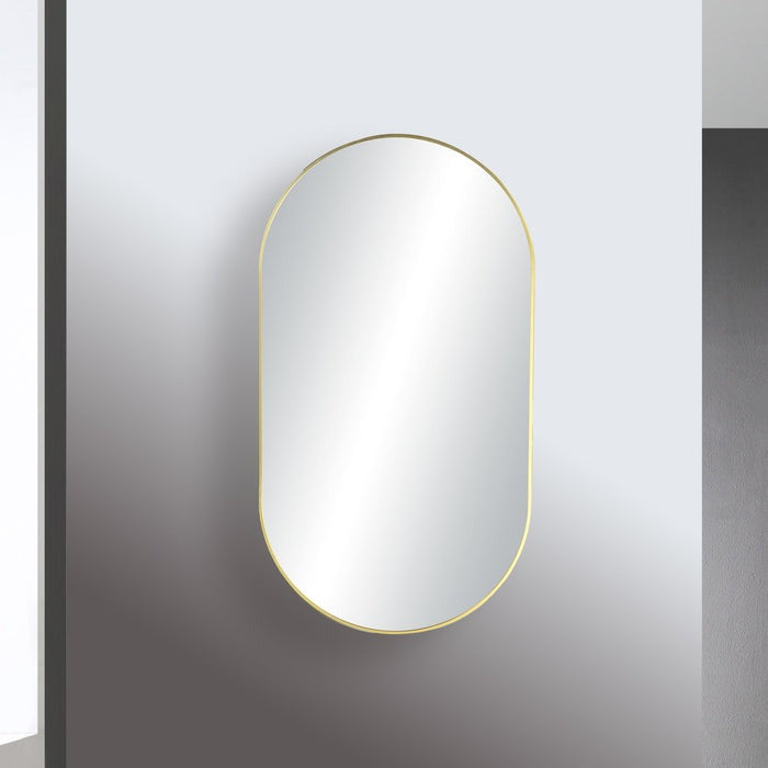 Blossom FM4 24" x 44" Brush Gold Oval Sleek Durable Metal Framed Mirror