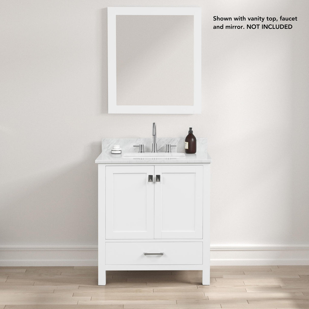 Blossom Geneva 30" 2-Door 1-Drawer Matte White Freestanding Solid Wood Single Vanity Base