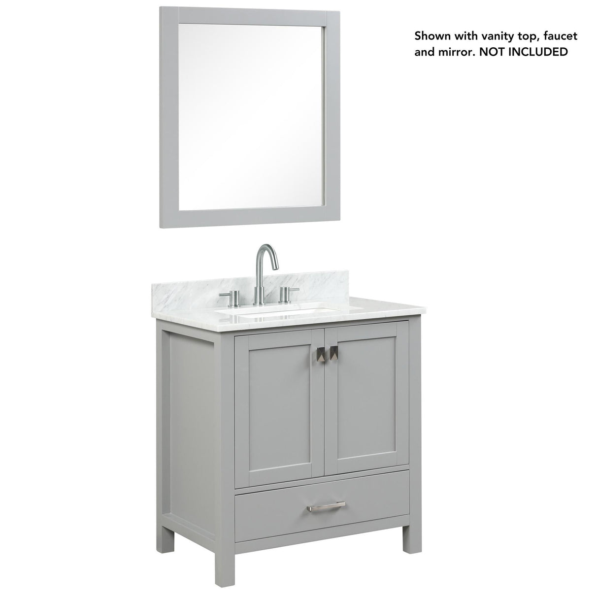 Blossom Geneva 30" 2-Door 1-Drawer Metal Gray Freestanding Solid Wood Single Vanity Base