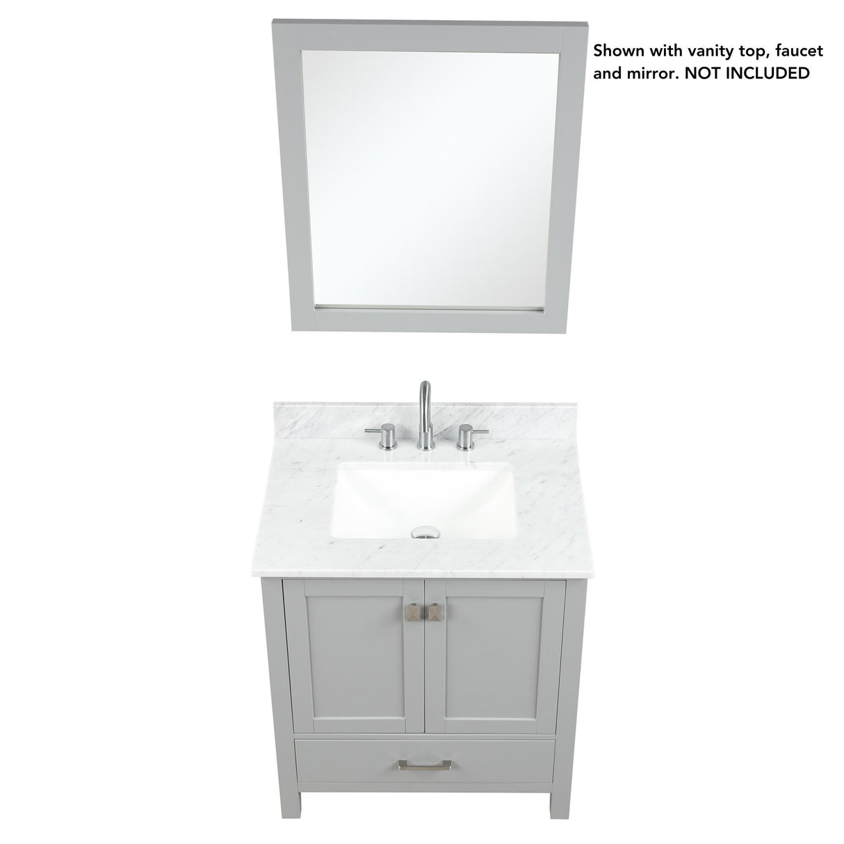 Blossom Geneva 30" 2-Door 1-Drawer Metal Gray Freestanding Solid Wood Single Vanity Base