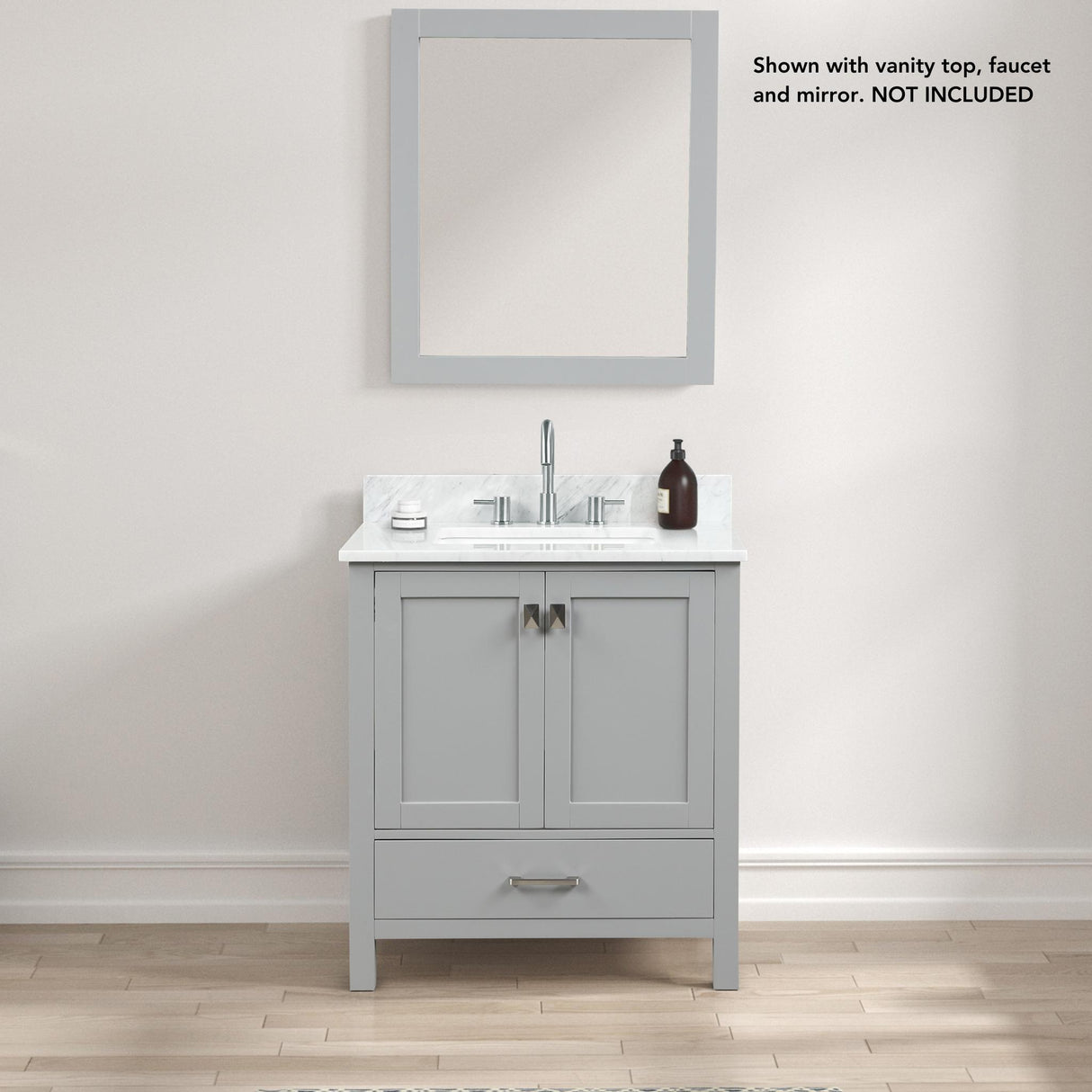 Blossom Geneva 30" 2-Door 1-Drawer Metal Gray Freestanding Solid Wood Single Vanity Base