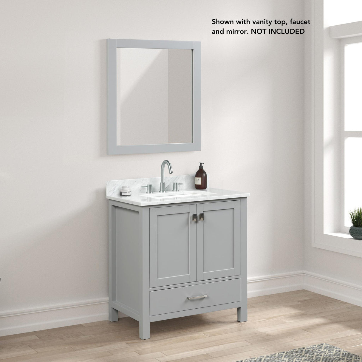 Blossom Geneva 30" 2-Door 1-Drawer Metal Gray Freestanding Solid Wood Single Vanity Base