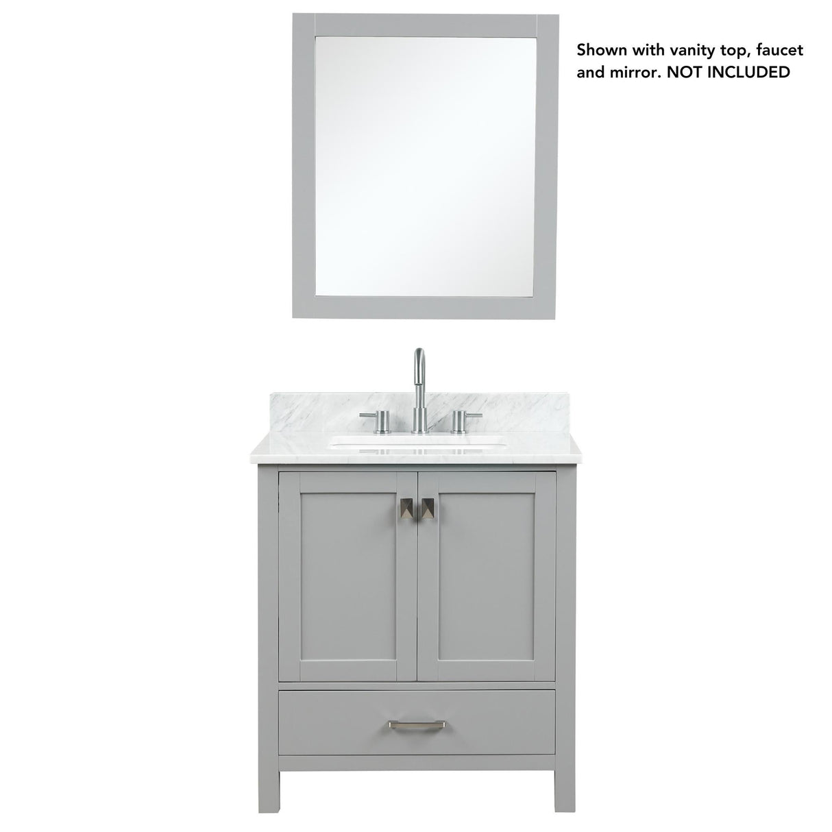 Blossom Geneva 30" 2-Door 1-Drawer Metal Gray Freestanding Solid Wood Single Vanity Base