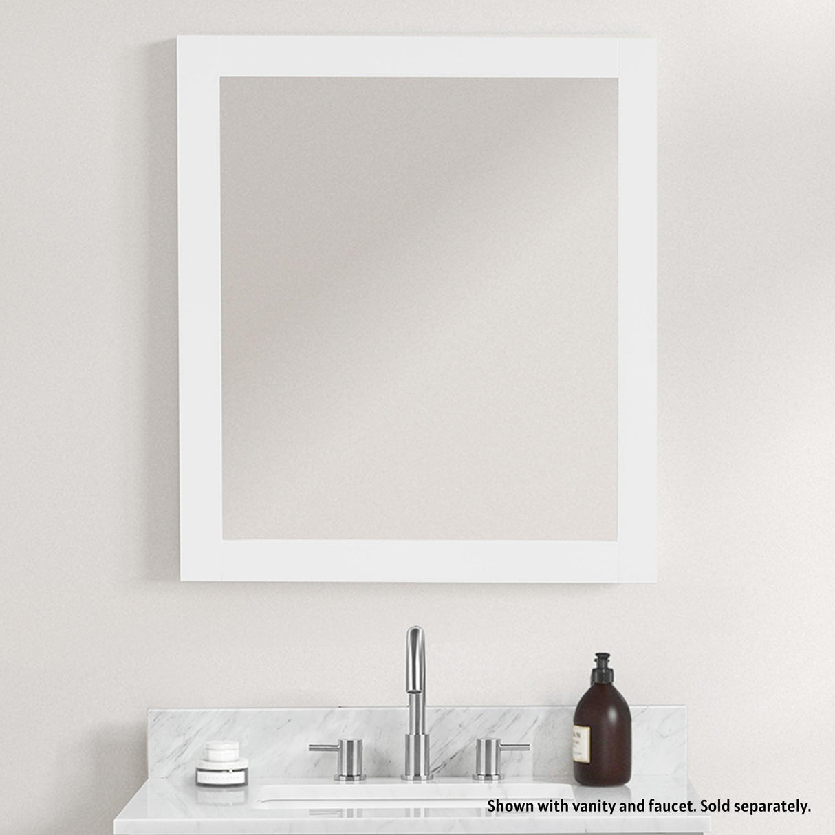 Blossom Geneva 30" x 32" Matte White Wall-Mounted Rectangle Framed Mirror