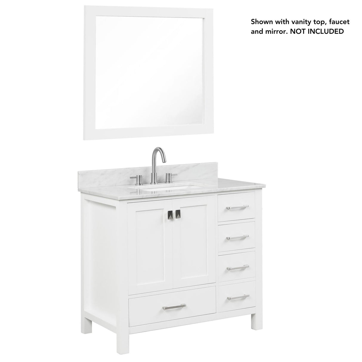 Blossom Geneva 36" 2-Door 5-Drawer Matte White Freestanding Solid Wood Single Vanity Base