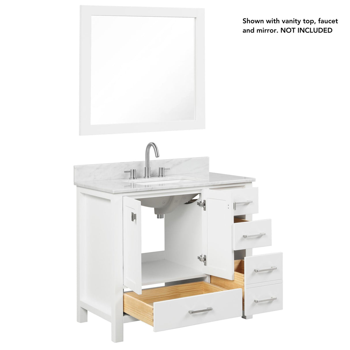 Blossom Geneva 36" 2-Door 5-Drawer Matte White Freestanding Solid Wood Single Vanity Base