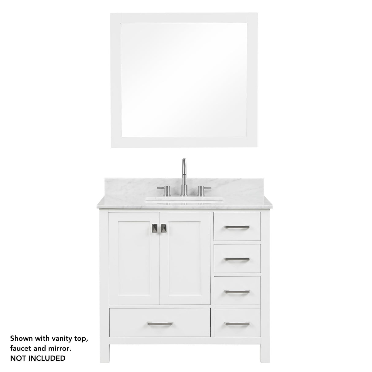 Blossom Geneva 36" 2-Door 5-Drawer Matte White Freestanding Solid Wood Single Vanity Base