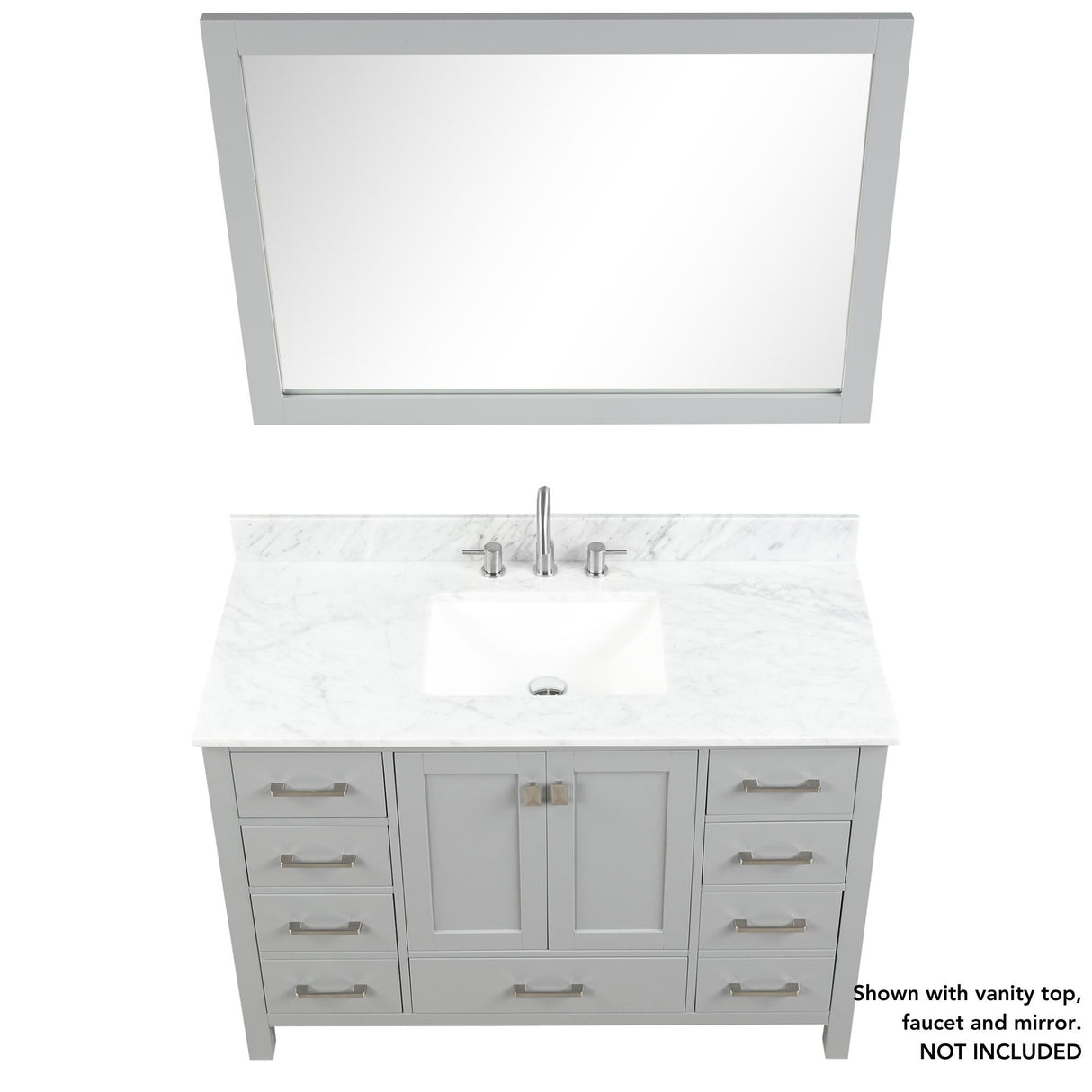 Blossom Geneva 48" 2-Door 9-Drawer Metal Gray Freestanding Solid Wood Double Vanity Base
