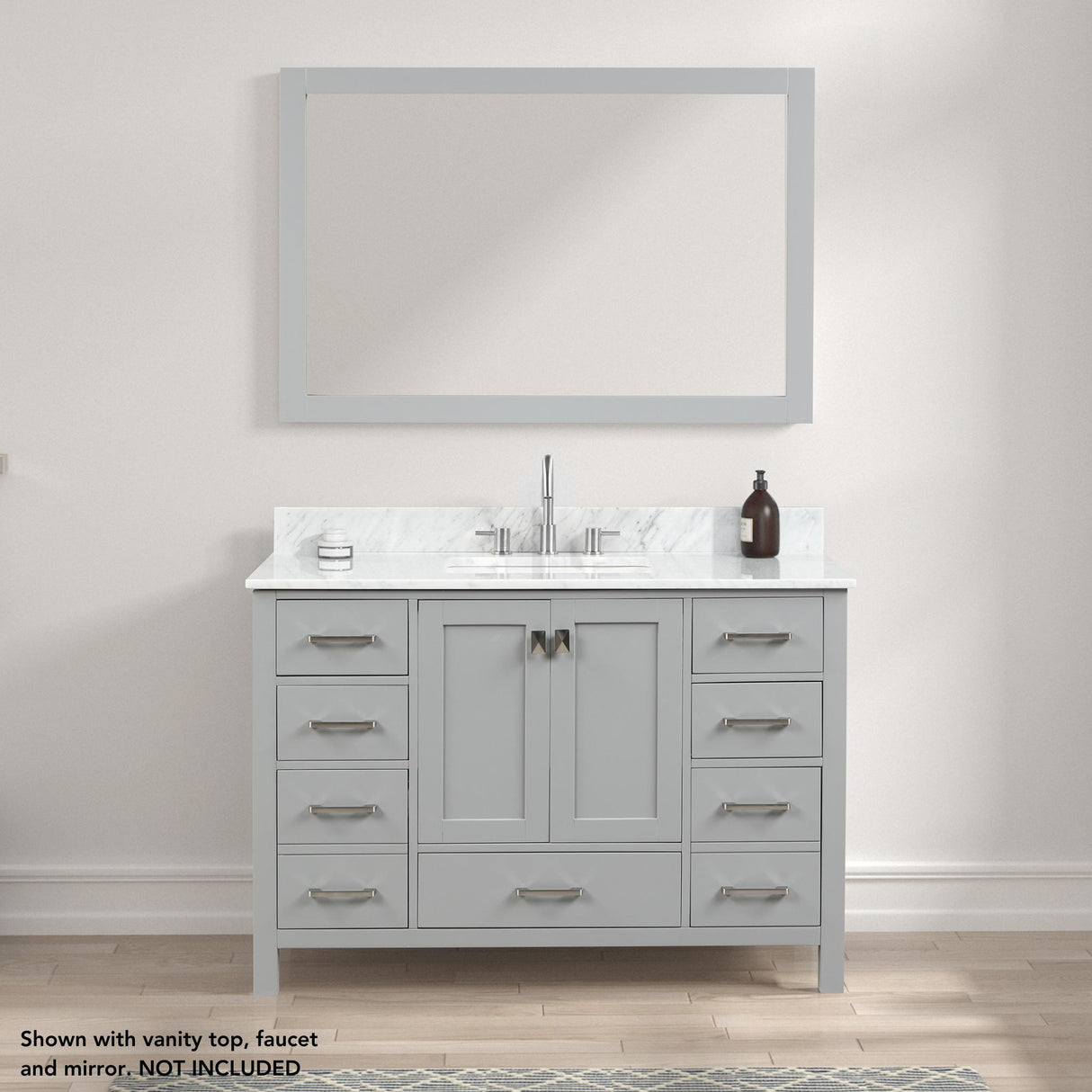 Blossom Geneva 48" 2-Door 9-Drawer Metal Gray Freestanding Solid Wood Double Vanity Base