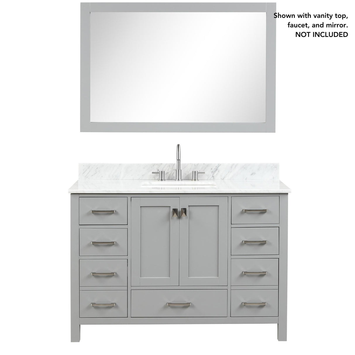 Blossom Geneva 48" 2-Door 9-Drawer Metal Gray Freestanding Solid Wood Double Vanity Base