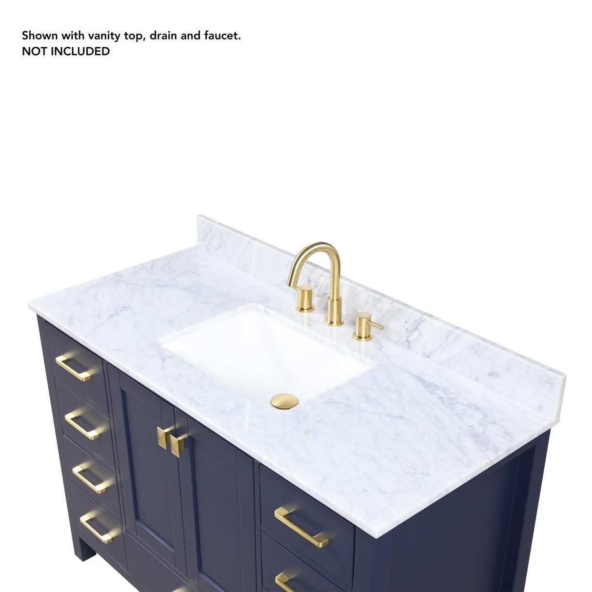 Blossom Geneva 48" 2-Door 9-Drawer Navy Blue Freestanding Solid Wood Double Vanity Base