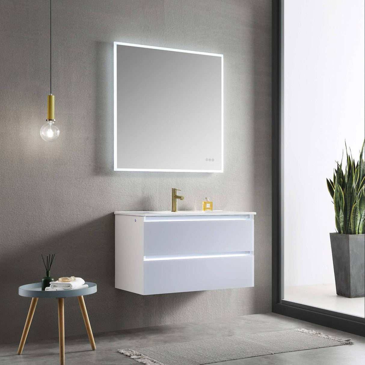 Blossom Jena 36" 2-Drawer Light Gray Wall-Mounted Vanity Base