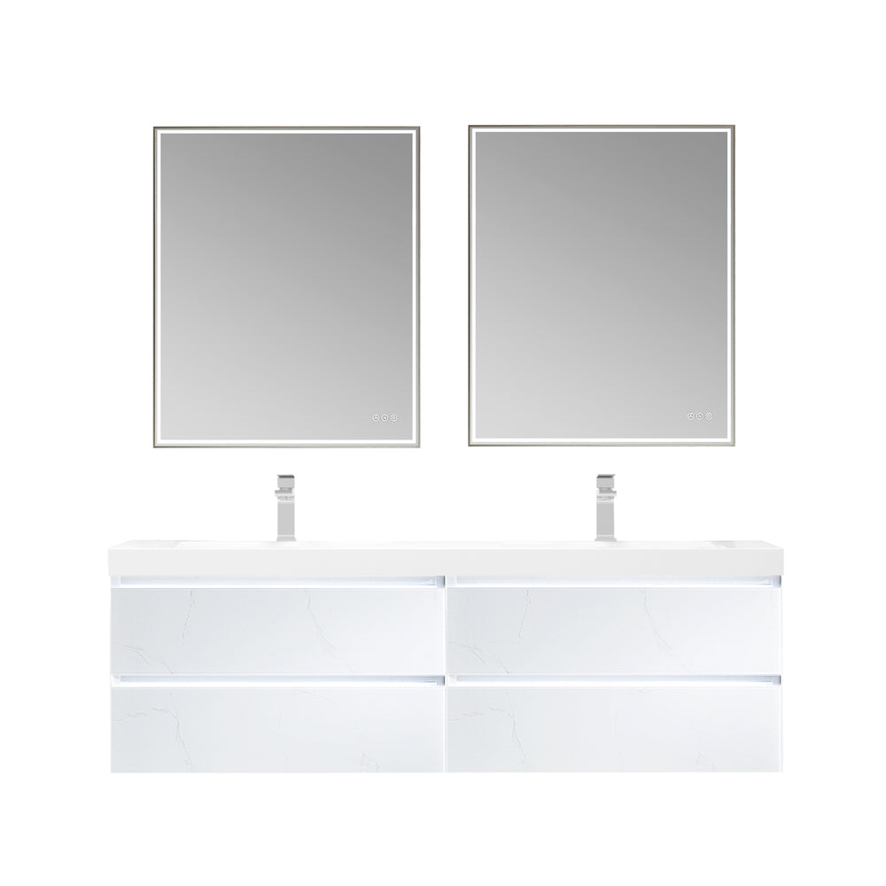 Blossom Jena 72" 4-Drawer Calacatta White Wall-Mounted Vanity Base