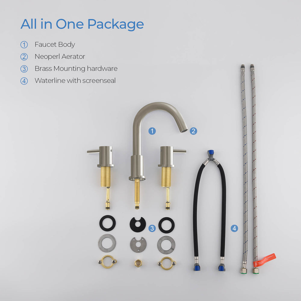 Blossom KBF1016 10" x 15" Brush Nickel Two Handle Design Wide Spread Bathroom Sink Faucet