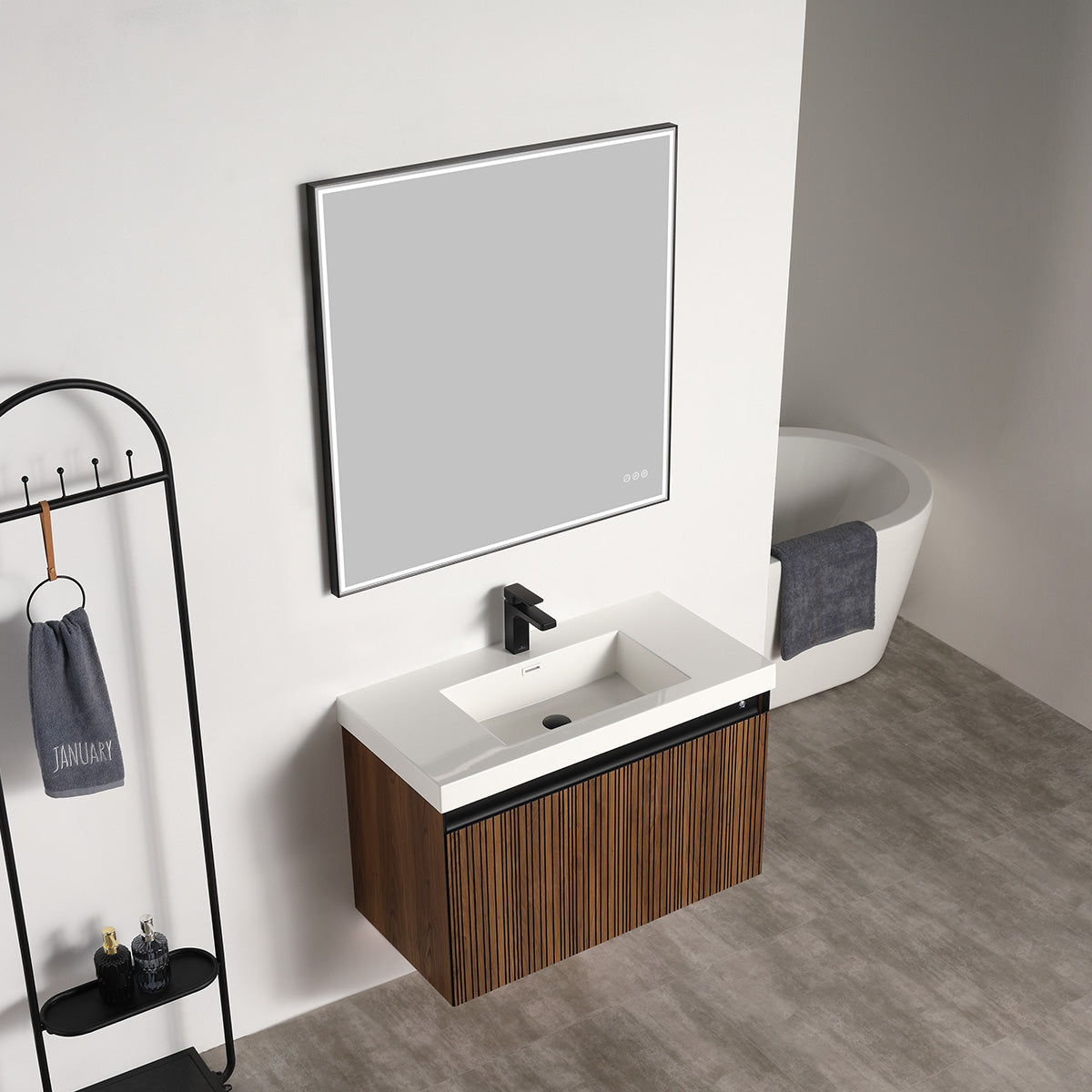 Blossom Lille 36" Brown Walnut Strip Single Vanity