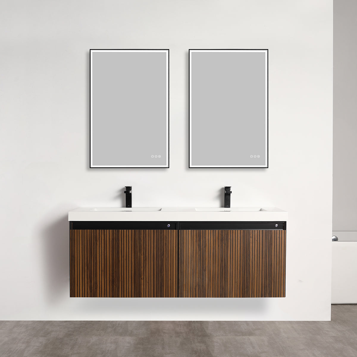 Blossom Lille 60" Brown Walnut Strip Double Vanity
