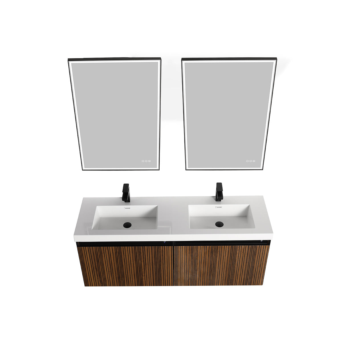 Blossom Lille 60" Brown Walnut Strip Double Vanity