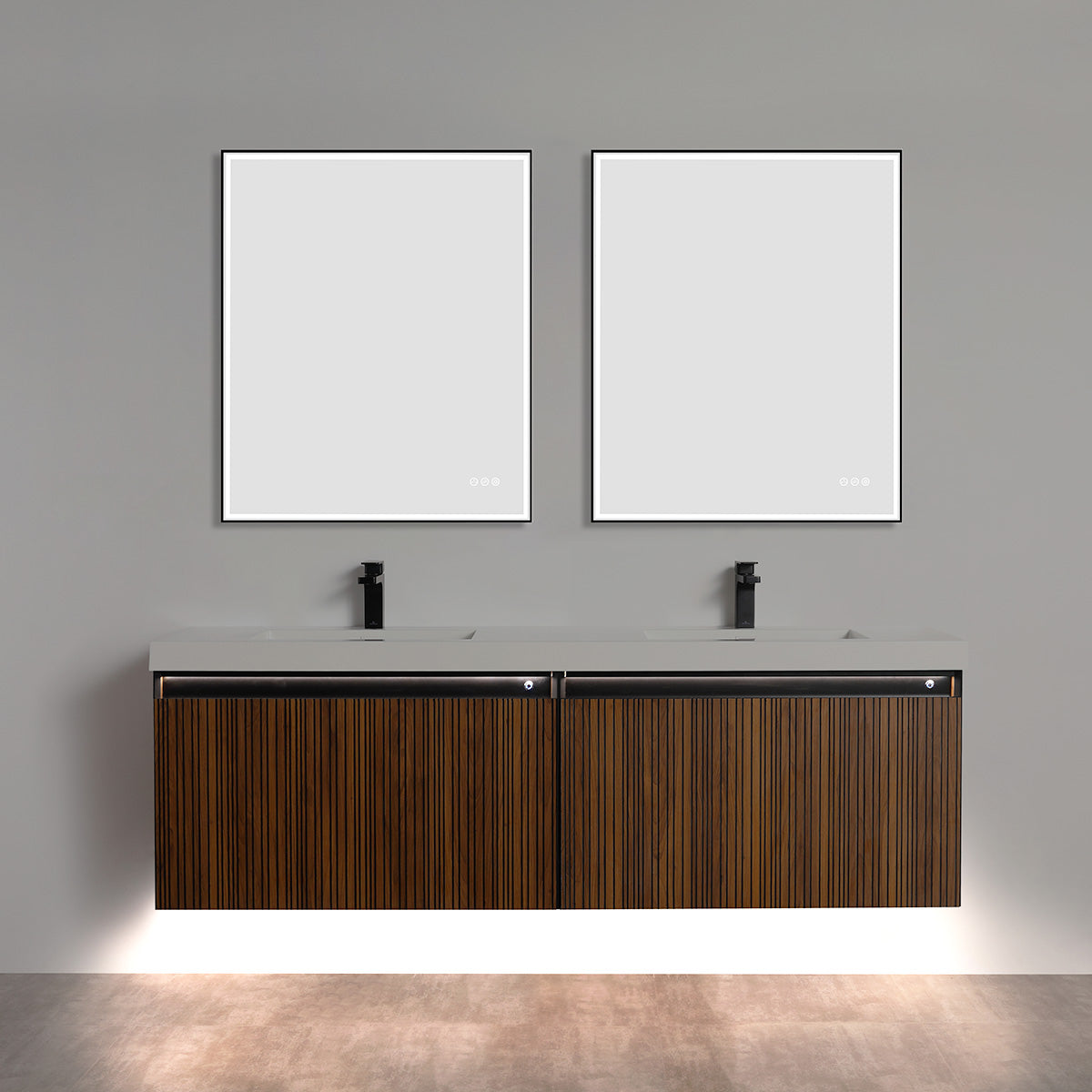 Blossom Lille 72" Brown Walnut Strip Double Vanity
