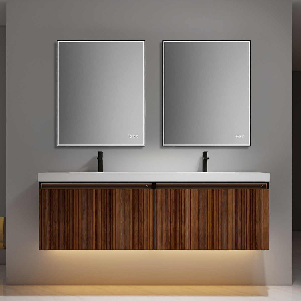 Blossom Lille 72" Brown Walnut Strip Double Vanity
