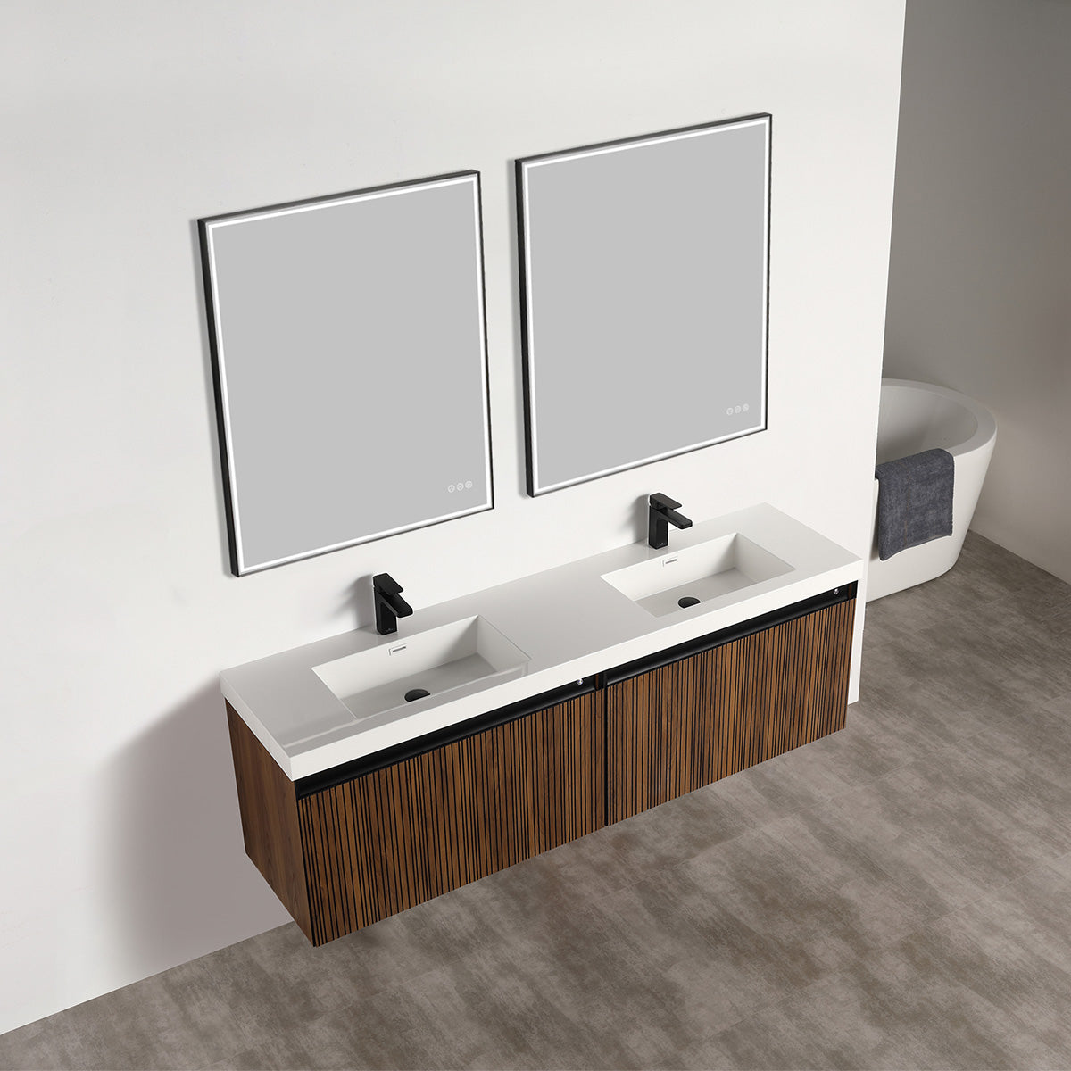 Blossom Lille 72" Brown Walnut Strip Double Vanity