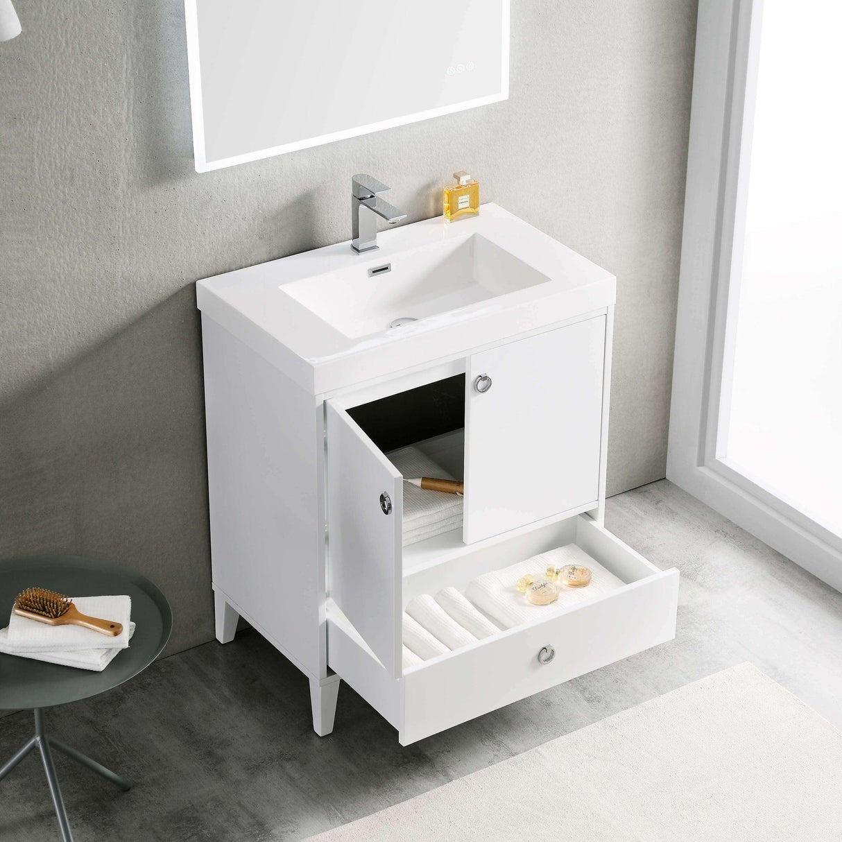 Blossom Lyon 30" 2-Door 1-Drawer Matte White Freestanding Vanity Base