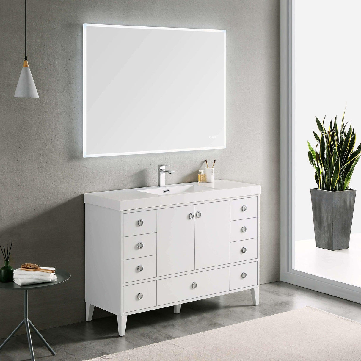 Blossom Lyon 48" 2-Door 9-Drawer Matte White Freestanding Vanity Base