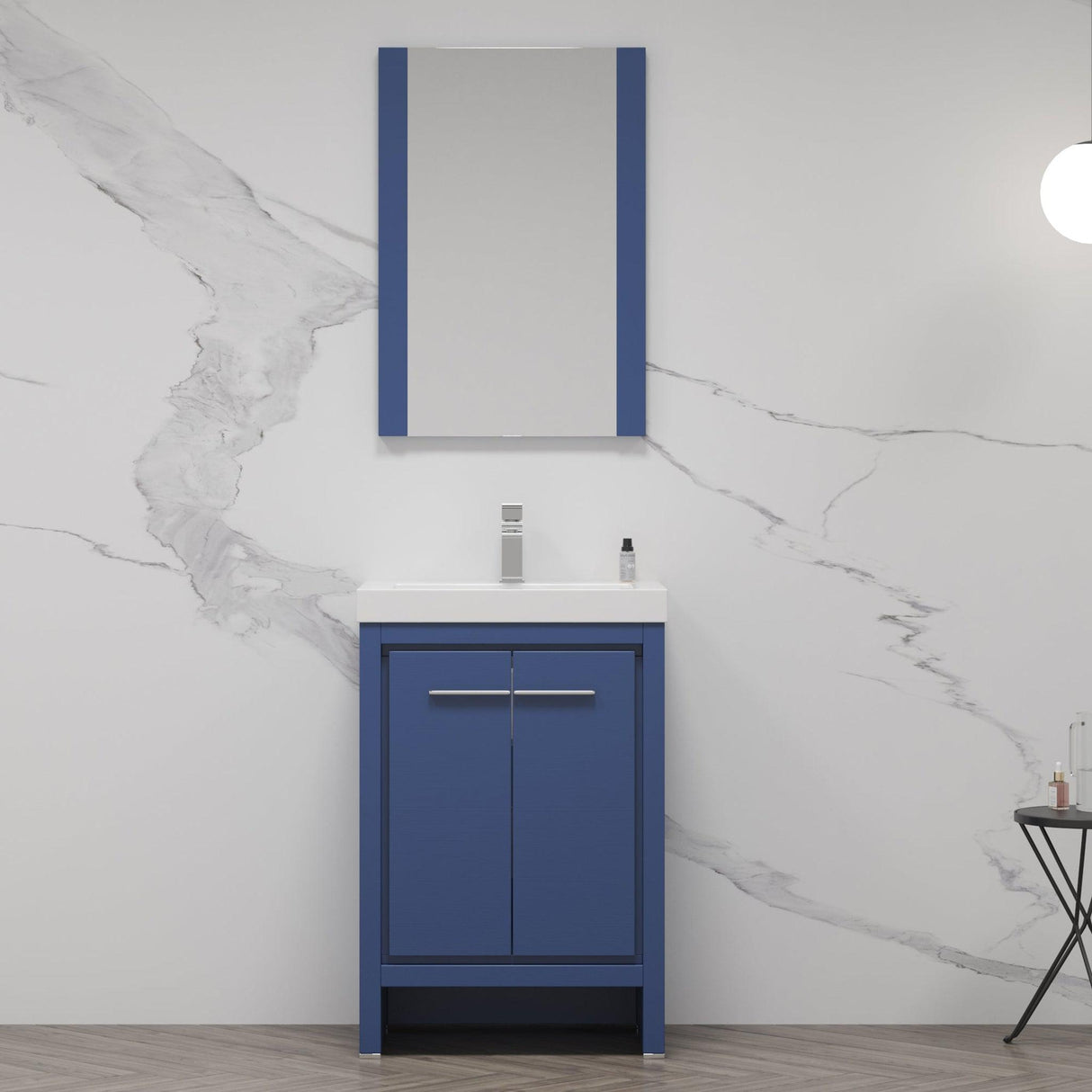 Blossom Milan 24" 2-Door 1-Drawer Navy Blue Freestanding Vanity Base