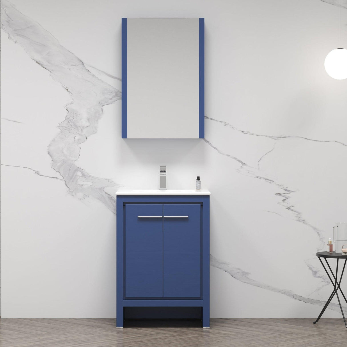 Blossom Milan 24" 2-Door 1-Drawer Navy Blue Freestanding Vanity Base