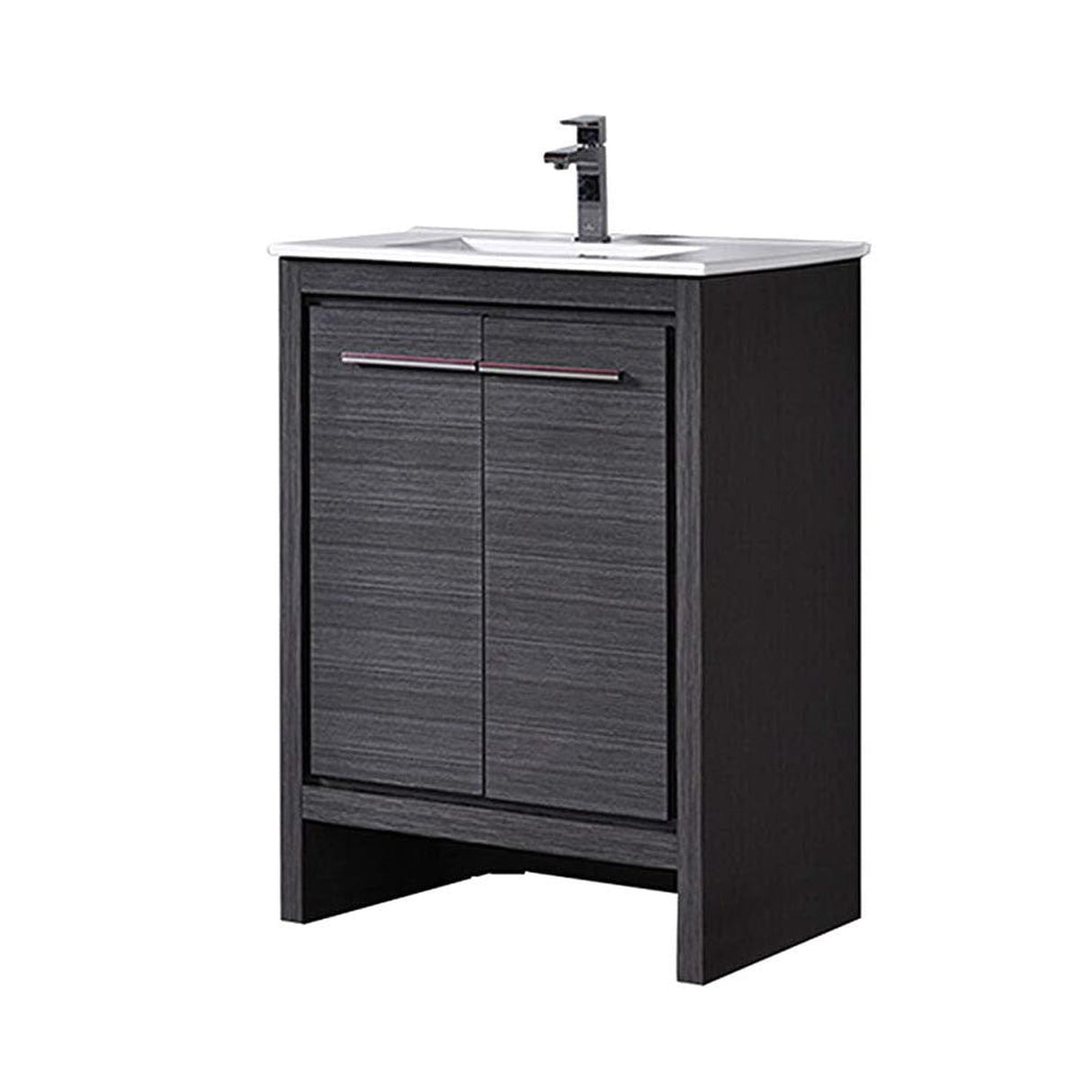 Blossom Milan 24" 2-Door 1-Drawer Silver Gray Freestanding Vanity With Ceramic Drop-In Single Sink