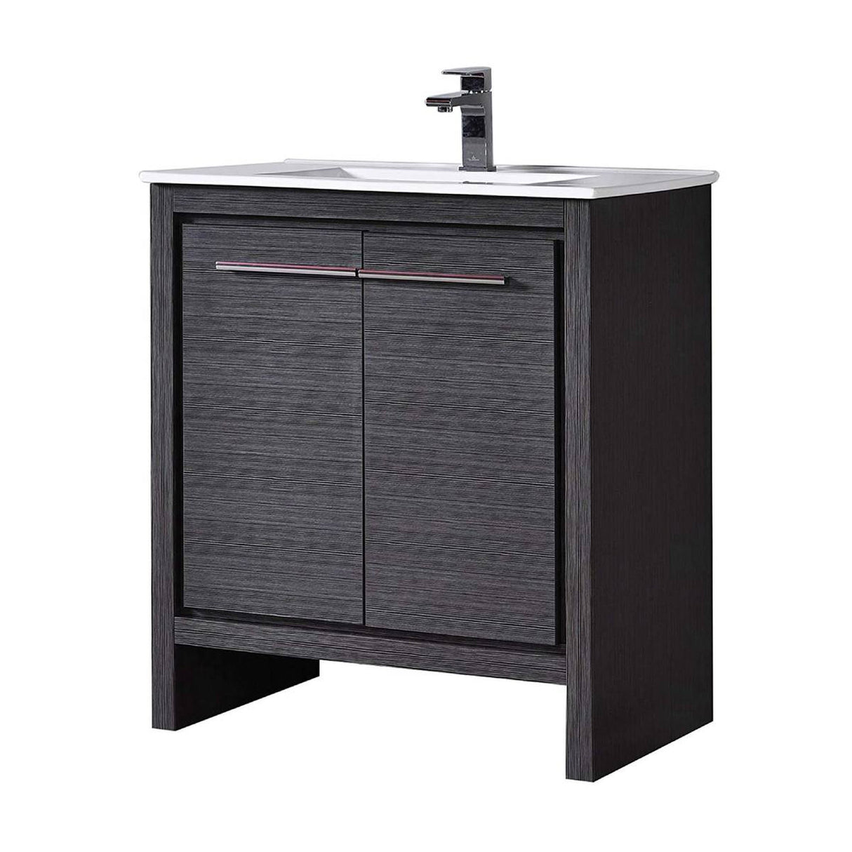 Blossom Milan 30" 2-Door 1-Drawer Silver Gray Freestanding Vanity With Ceramic Drop-In Single Sink
