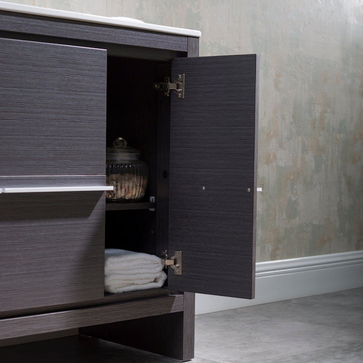 Blossom Milan 36" 2-Door 2-Drawer Silver Gray Freestanding Vanity With Ceramic Drop-In Single Sink And Mirror