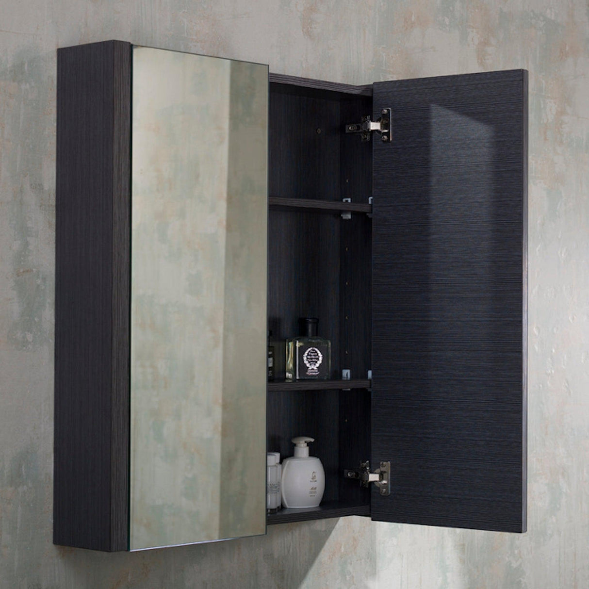 Blossom Milan 36" 2-Door 2-Drawer Silver Gray Freestanding Vanity With Ceramic Drop-In Single Sink And Mirrored Medicine Cabinet